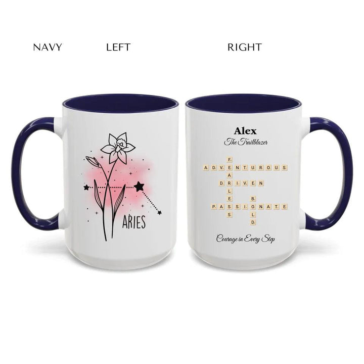 Custom Birth Month Flower Zodiac Word Tile Mug - ARTFULANE