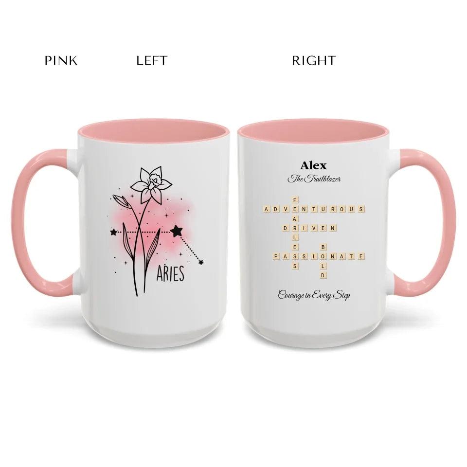 Custom Birth Month Flower Zodiac Word Tile Mug - ARTFULANE