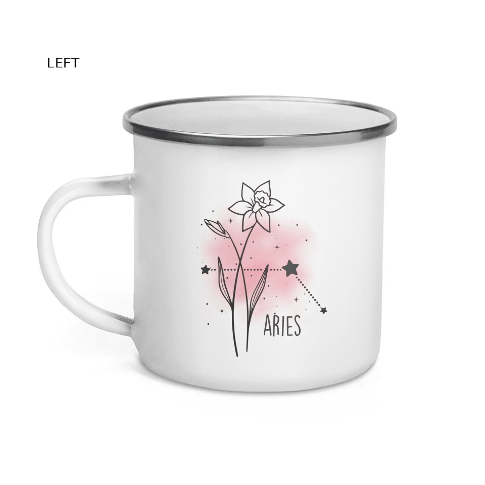 Custom Birth Month Flower Zodiac Word Tile Mug - ARTFULANE