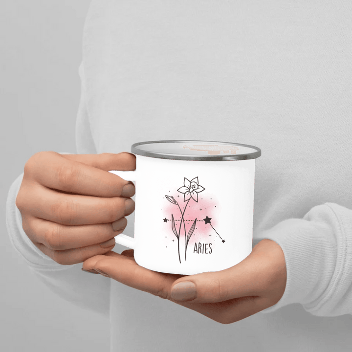 Custom Birth Month Flower Zodiac Word Tile Mug - ARTFULANE