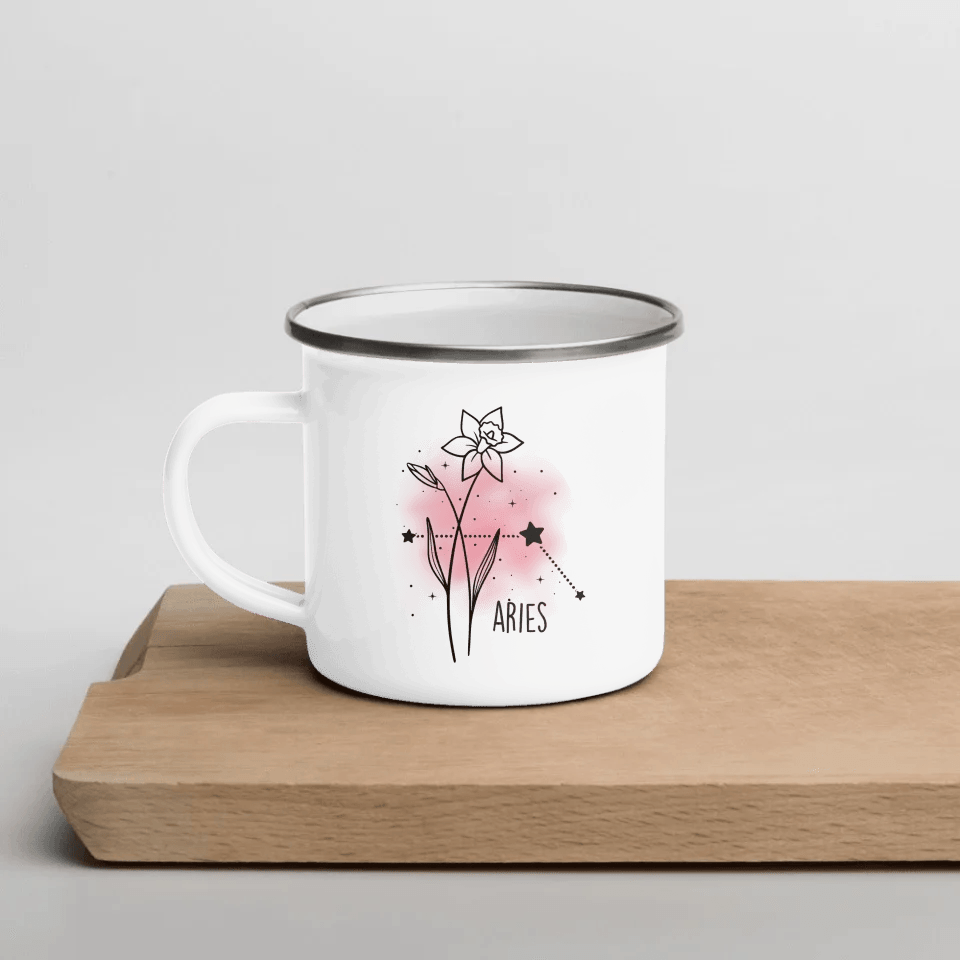 Custom Birth Month Flower Zodiac Word Tile Mug - ARTFULANE