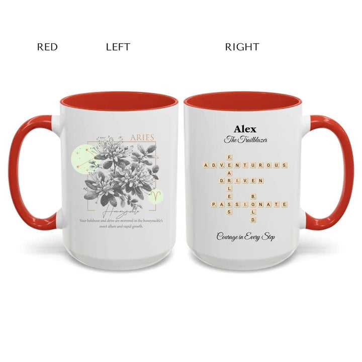 Custom Boho Birth Month Flower Zodiac Word Tile Mug - ARTFULANE