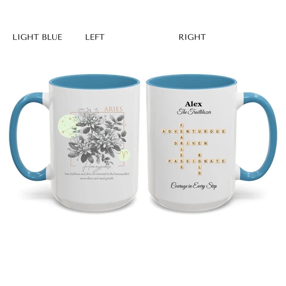 Custom Boho Birth Month Flower Zodiac Word Tile Mug - ARTFULANE