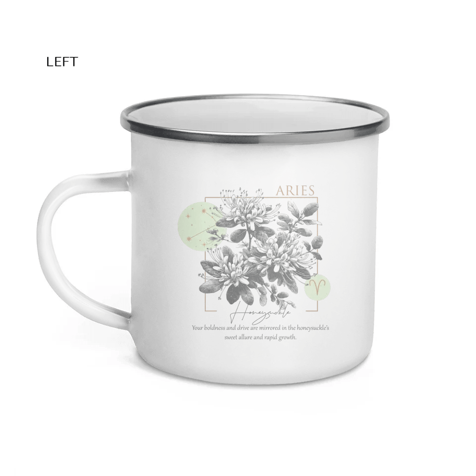 Custom Boho Birth Month Flower Zodiac Word Tile Mug - ARTFULANE