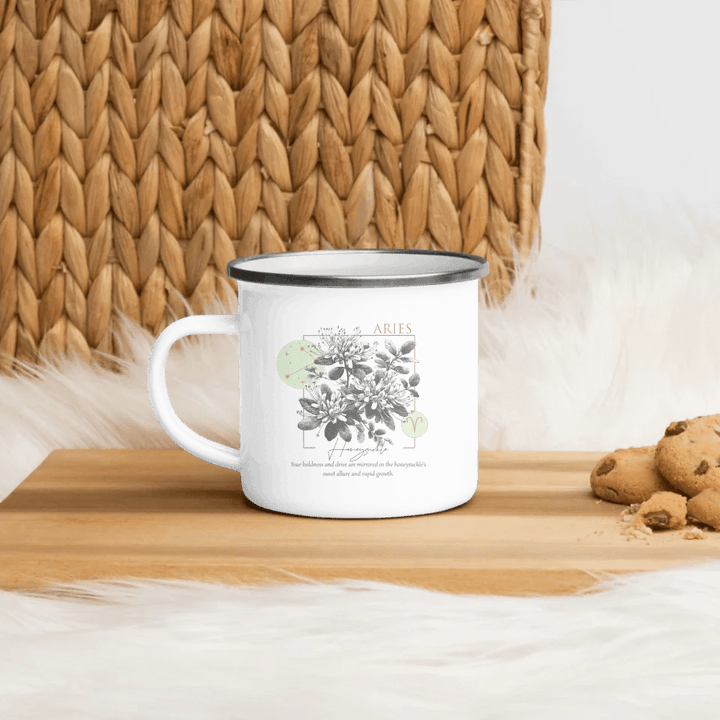 Custom Boho Birth Month Flower Zodiac Word Tile Mug - ARTFULANE