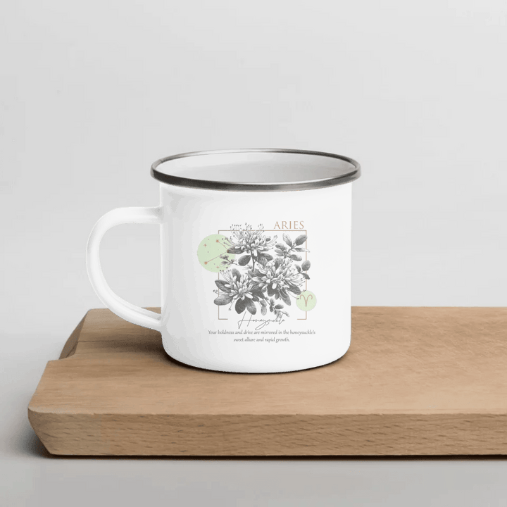 Custom Boho Birth Month Flower Zodiac Word Tile Mug - ARTFULANE