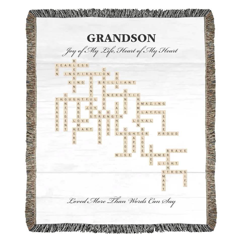 Custom Grandson Word Tile Blanket - ART-BLK396.16 - ARTFULANE