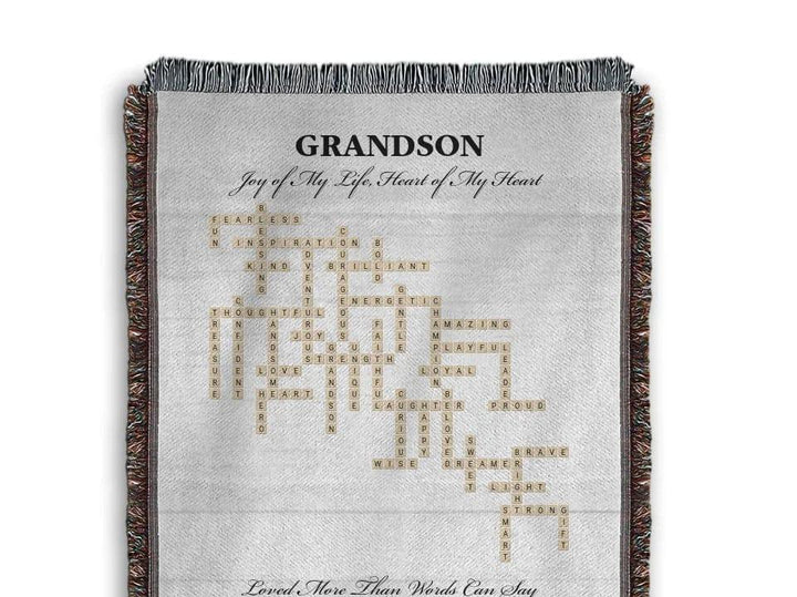 Custom Grandson Word Tile Blanket - ART-BLK396.16 - ARTFULANE