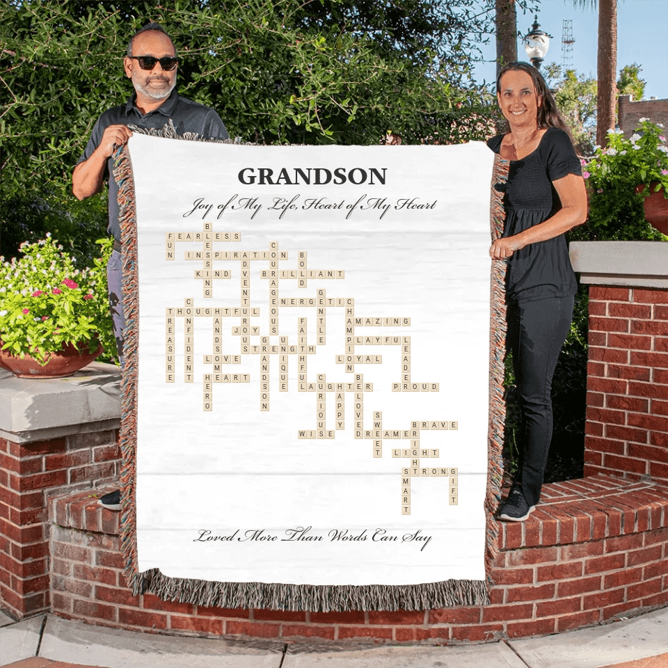 Custom Grandson Word Tile Blanket - ART-BLK396.16 - ARTFULANE