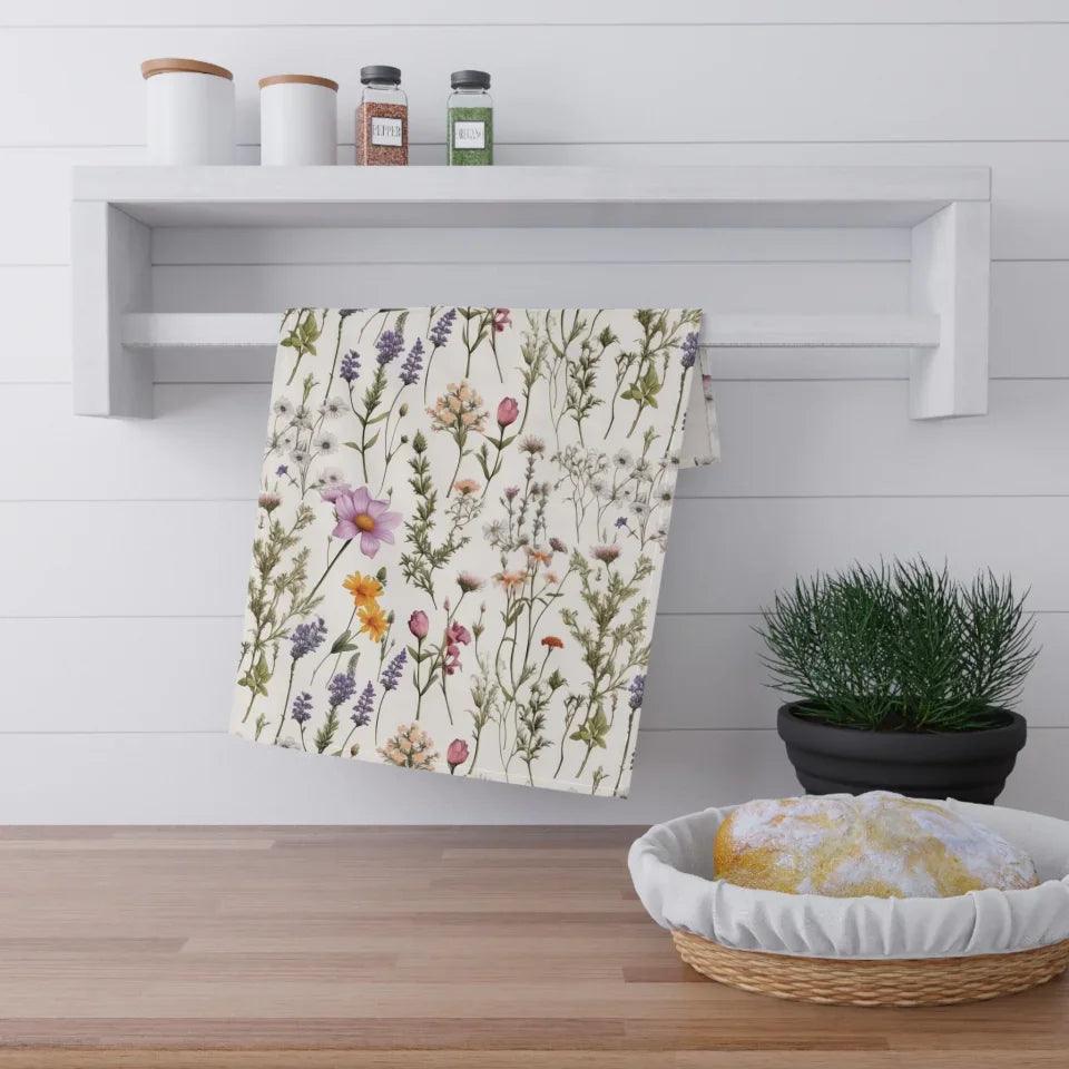 Custom Monogram Floral Frame Kitchen Linens - ARTFULANE