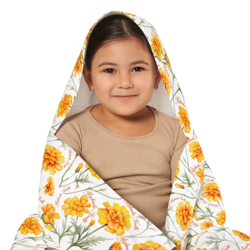 YOUTH HOODED TOWEL On Person Close-up