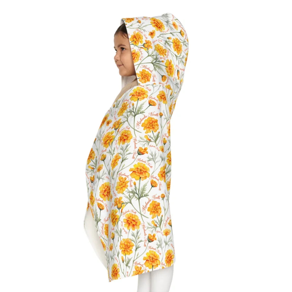 YOUTH HOODED TOWEL On Person Left Side