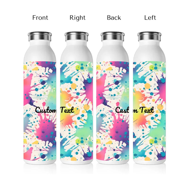 slim water bottle 4 view transparent