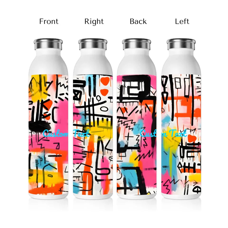 slim water bottle 4 view transparent