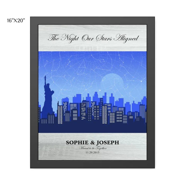 Custom Blue New York Cityscape Star Map - ARTFULANE