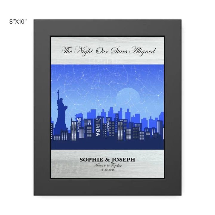 Custom Blue New York Cityscape Star Map - ARTFULANE