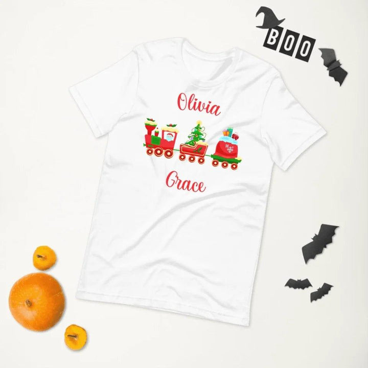 Custom Christmas Santa Gingerbread Train T-Shirt - ART-TSH180 - ARTFULANE