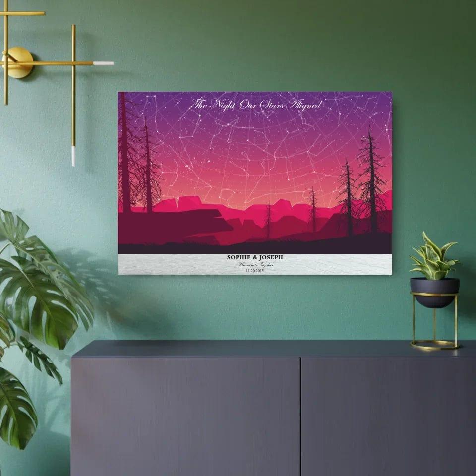 Custom Crimson Landscape Star Map - ARTFULANE