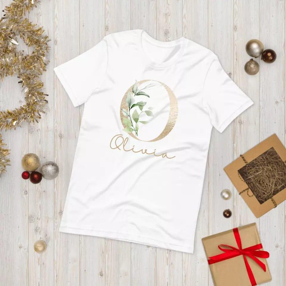 Custom Elegant Leaves Alphabet T-Shirt – ART-TSH013 - ARTFULANE