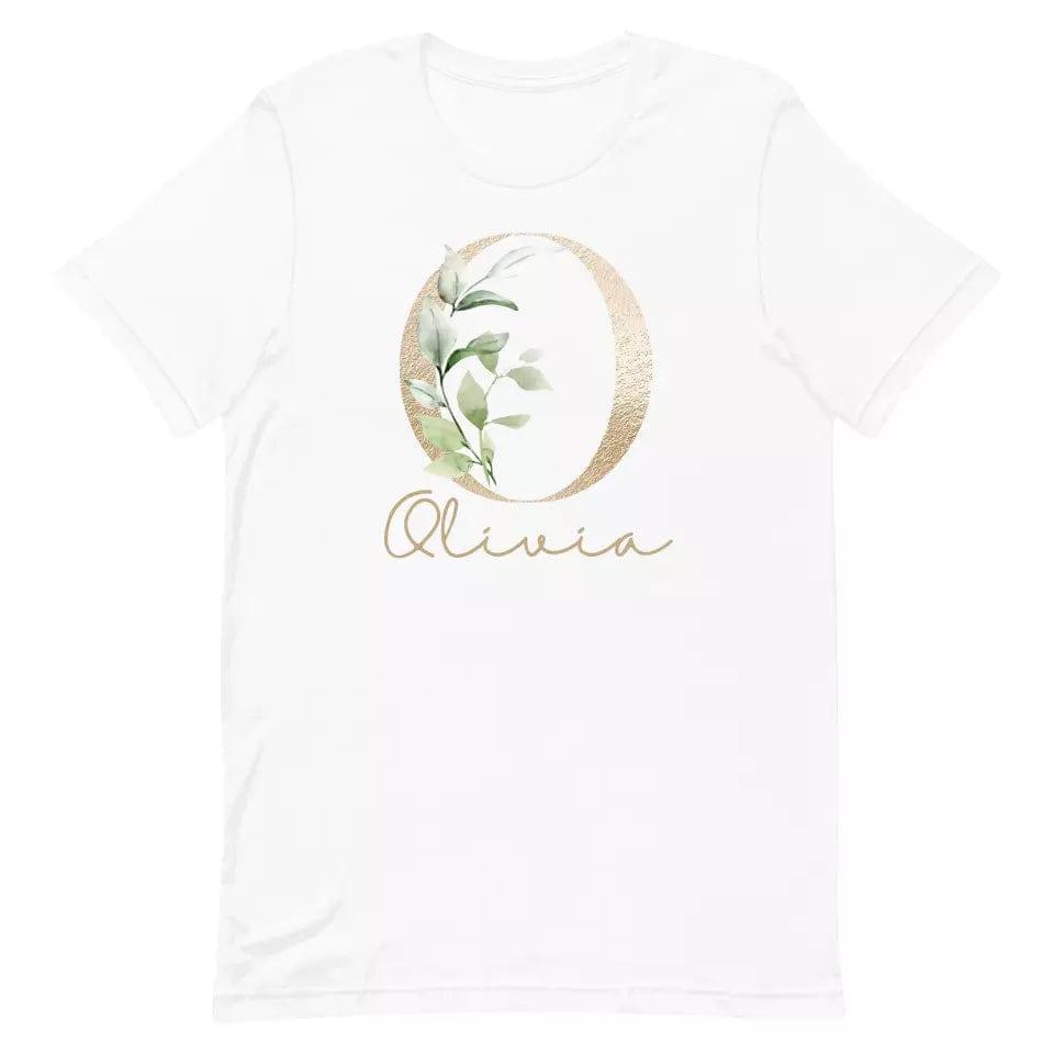 Custom Elegant Leaves Alphabet T-Shirt – ART-TSH013 - ARTFULANE