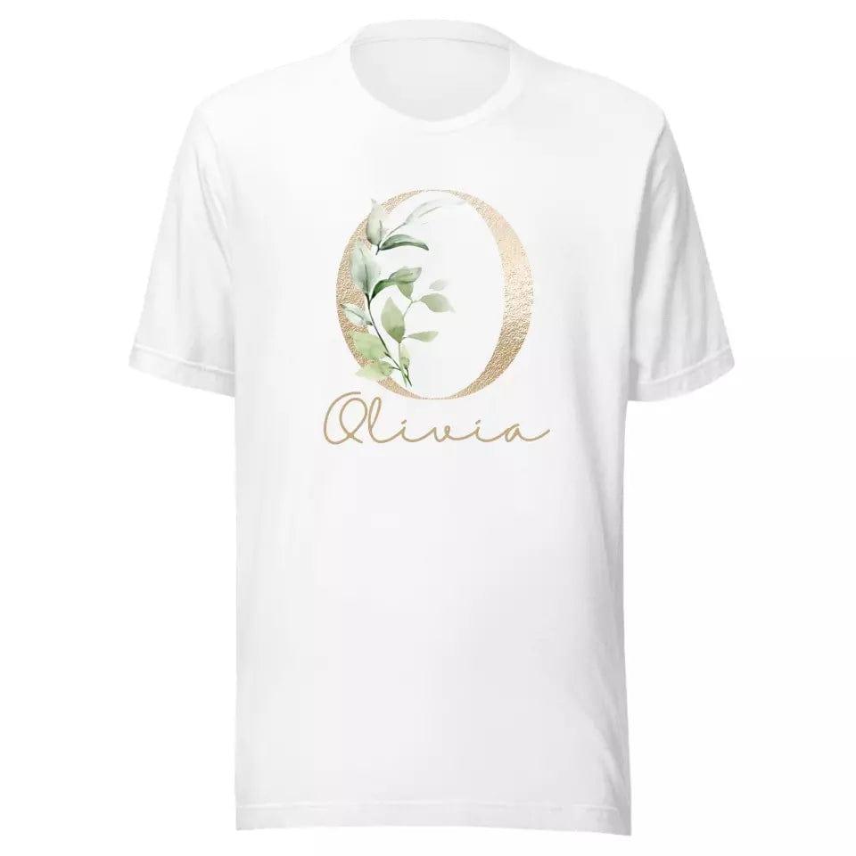 Custom Elegant Leaves Alphabet T-Shirt – ART-TSH013 - ARTFULANE