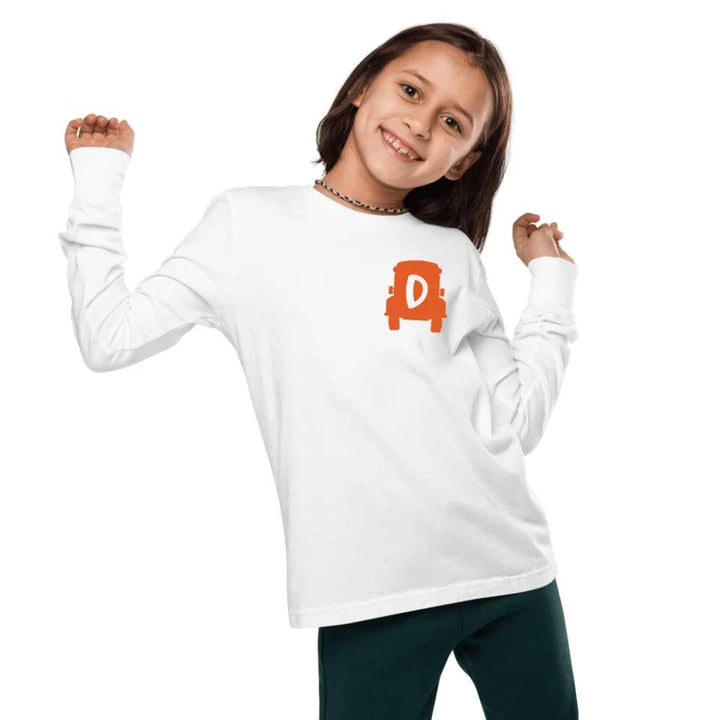 Custom Embroidered School Bus Initial Long Sleeve Tee - ART-LST311 - ARTFULANE