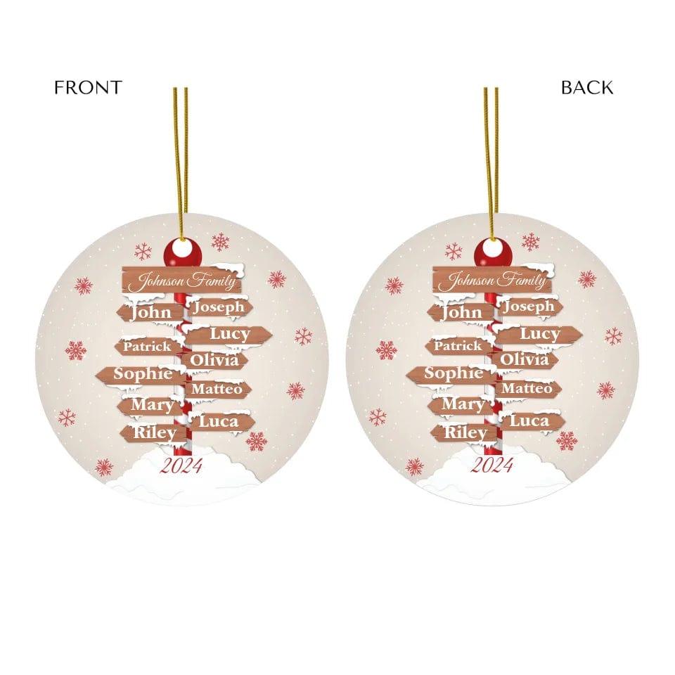 Custom Family Christmas Pole Sign Ornament - ARTFULANE