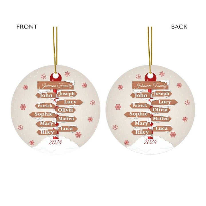 Custom Family Christmas Pole Sign Ornament - ARTFULANE