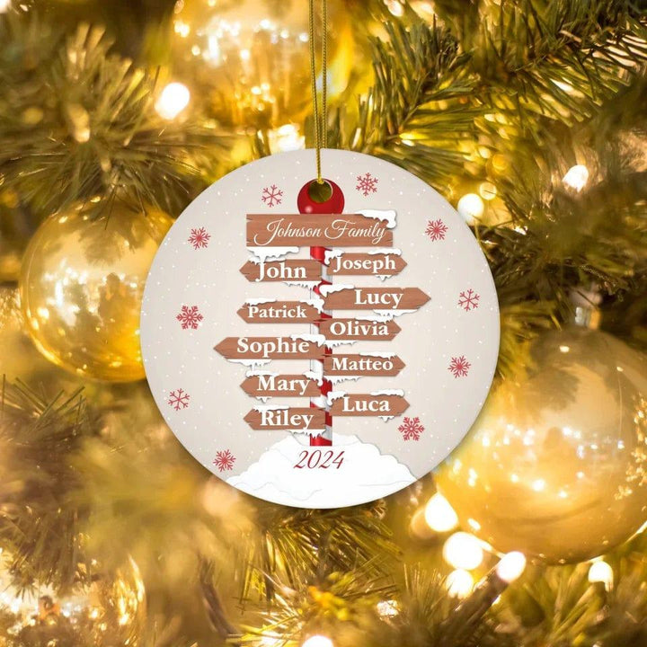 Custom Family Christmas Pole Sign Ornament - ARTFULANE