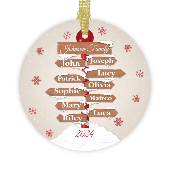 Custom Family Christmas Pole Sign Ornament - ARTFULANE