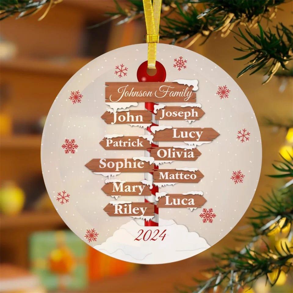 Custom Family Christmas Pole Sign Ornament - ARTFULANE