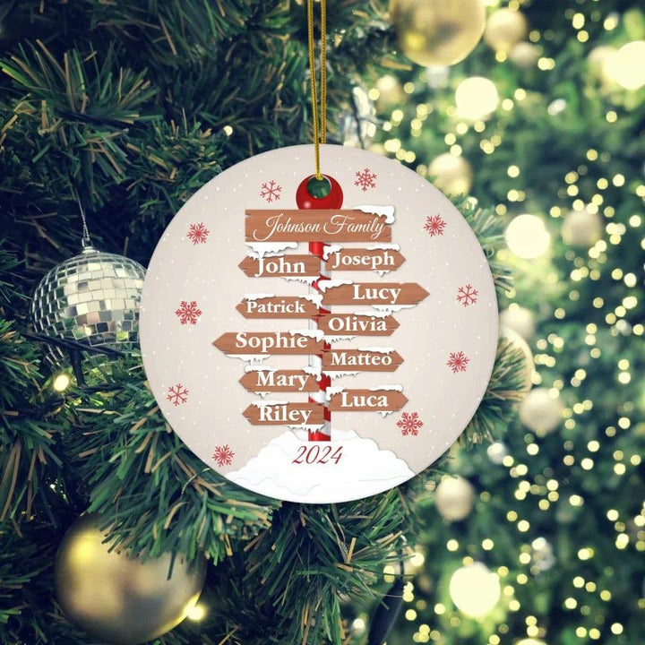 Custom Family Christmas Pole Sign Ornament - ARTFULANE