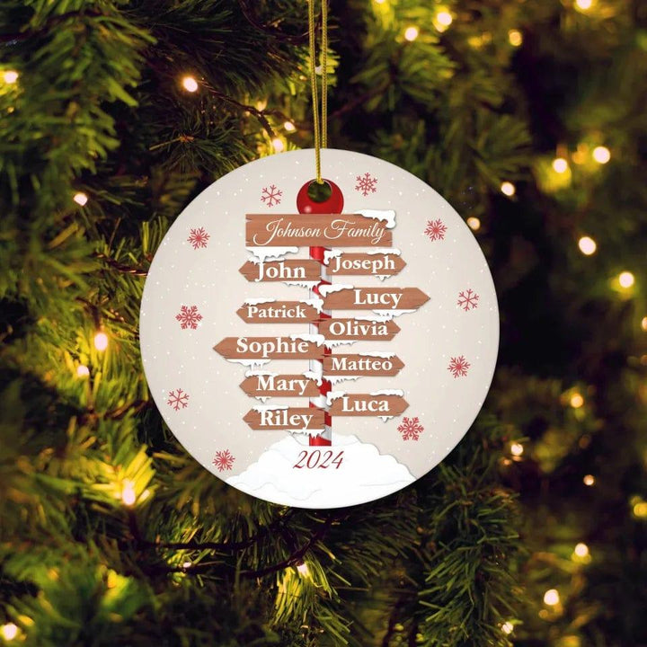 Custom Family Christmas Pole Sign Ornament - ARTFULANE