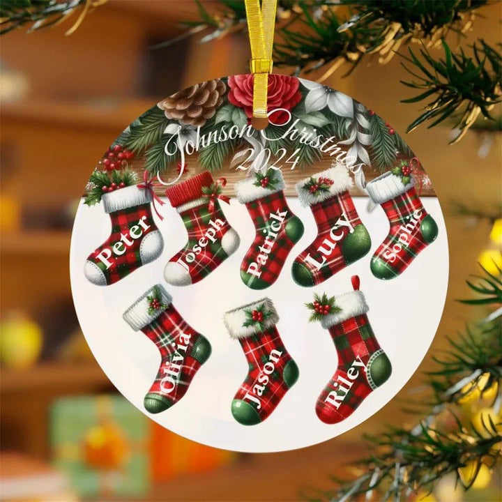 Custom Family Christmas Stockings Ornament - ARTFULANE