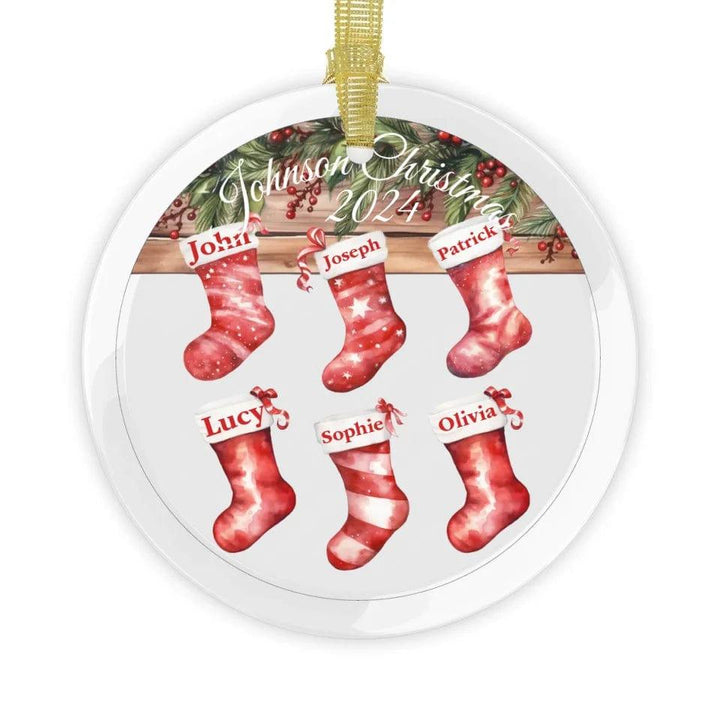 Custom Family Christmas Red Stockings Ornament - ARTFULANE