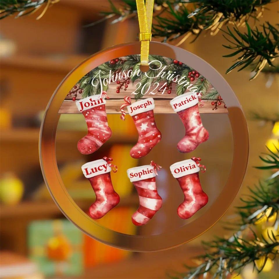 Custom Family Christmas Red Stockings Ornament - ARTFULANE