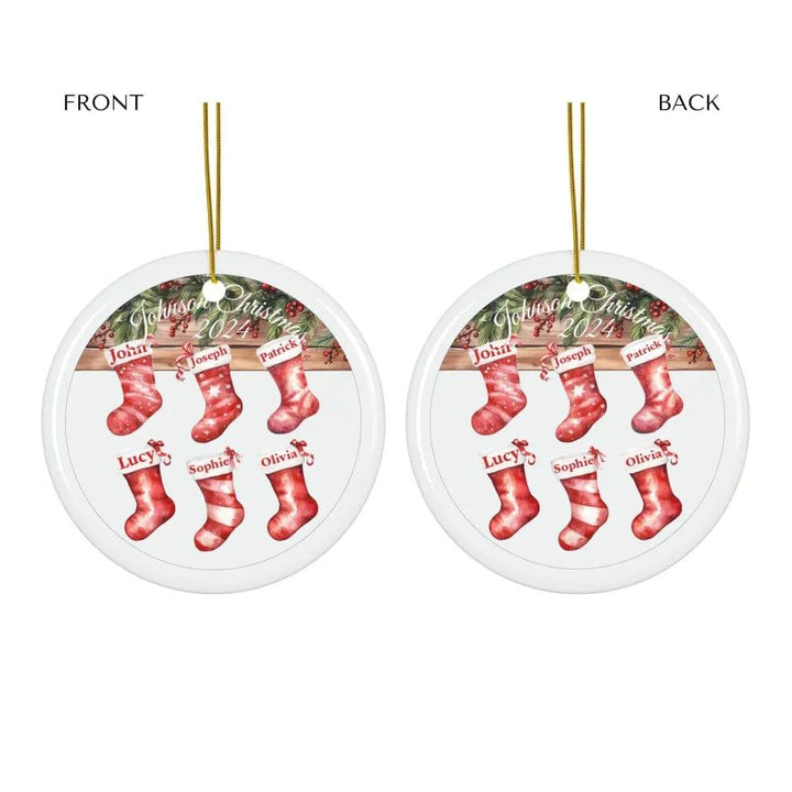 Custom Family Christmas Red Stockings Ornament - ARTFULANE