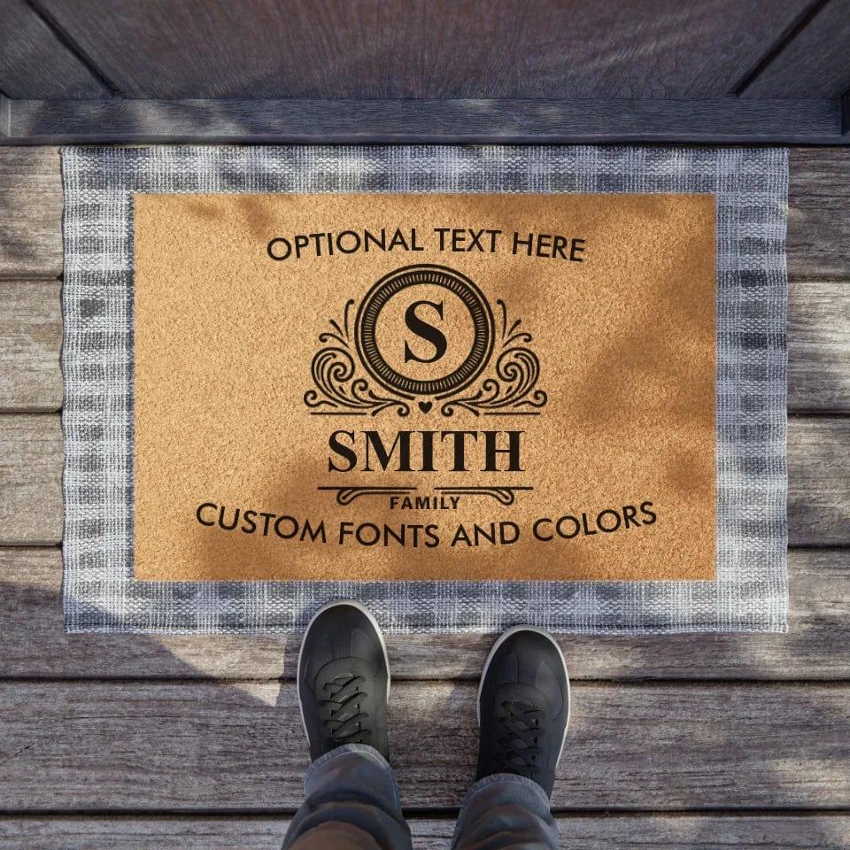 Custom Family Initial & Name Split Monogram Doormat - ARTFULANE