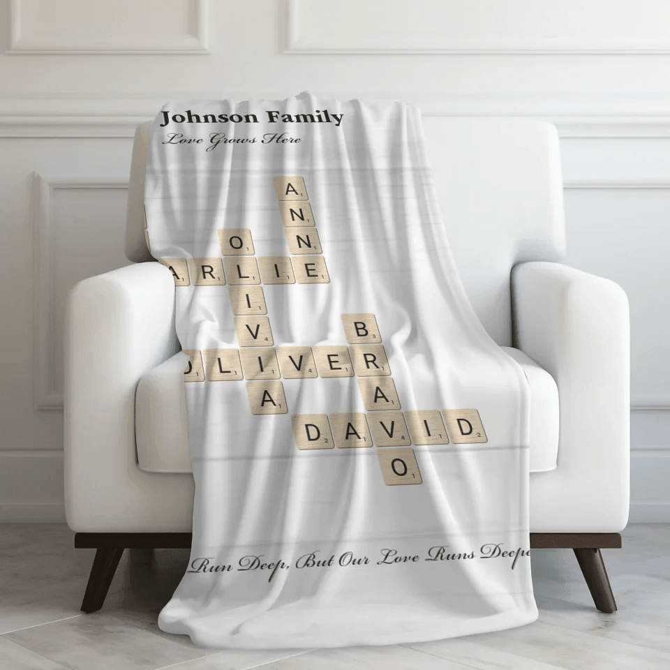 Custom Family Word Tile Blanket - ARTFULANE