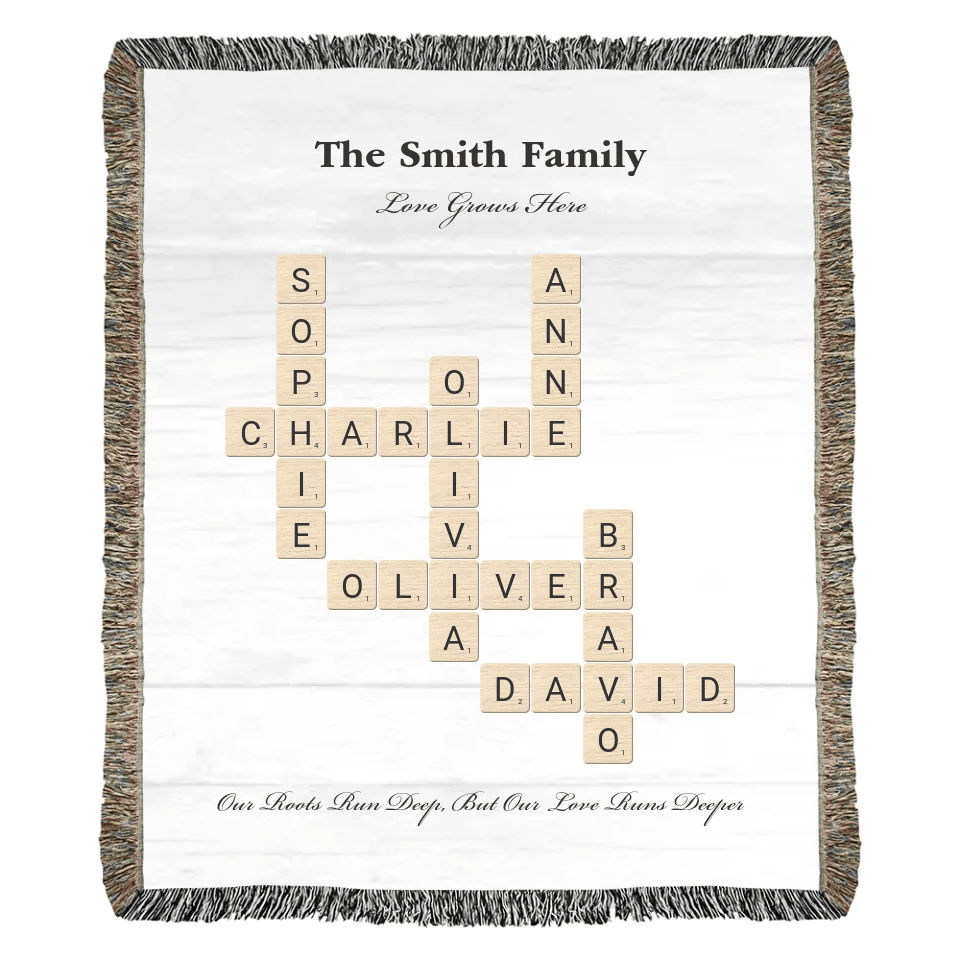 Custom Family Word Tile Blanket - ARTFULANE