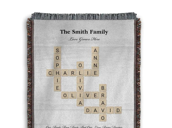 Custom Family Word Tile Blanket - ARTFULANE