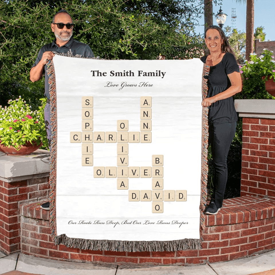 Custom Family Word Tile Blanket - ARTFULANE