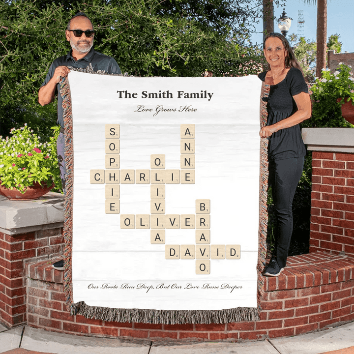 Custom Family Word Tile Blanket - ARTFULANE