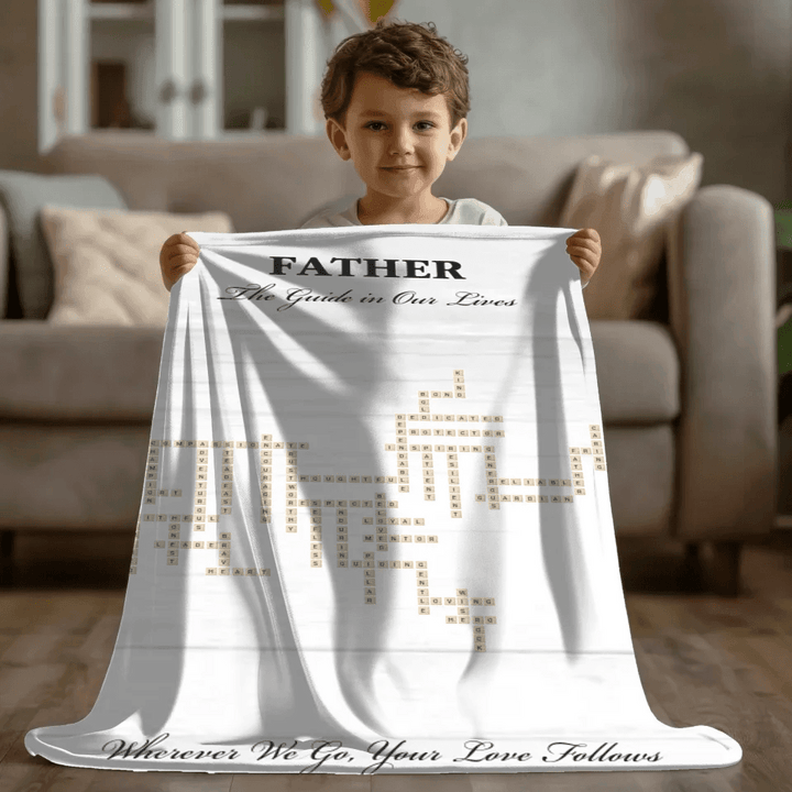 Custom Father Word Tile Blanket - ARTFULANE