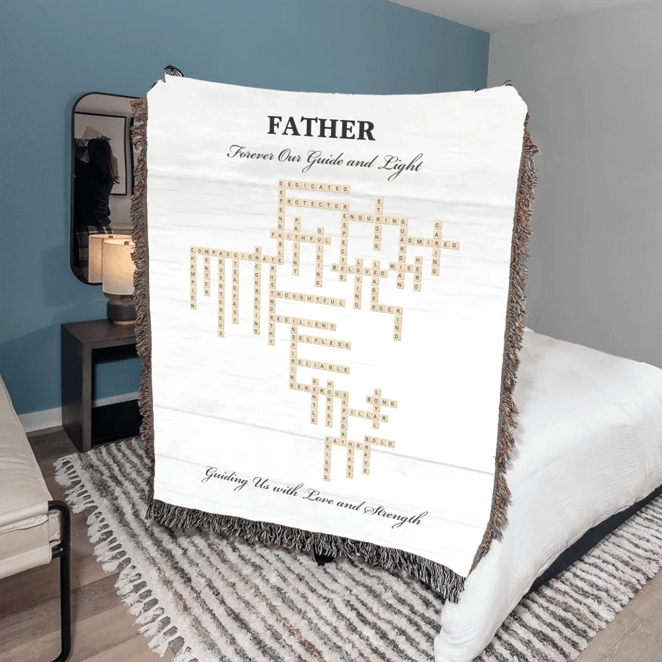 Custom Father Word Tile Blanket - ARTFULANE