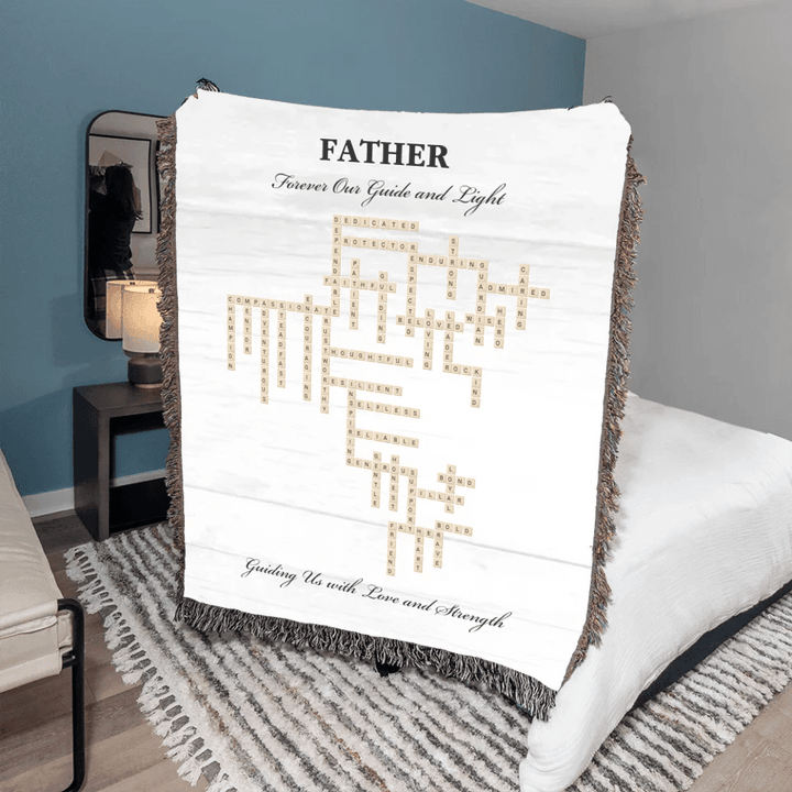 Custom Father Word Tile Blanket - ARTFULANE