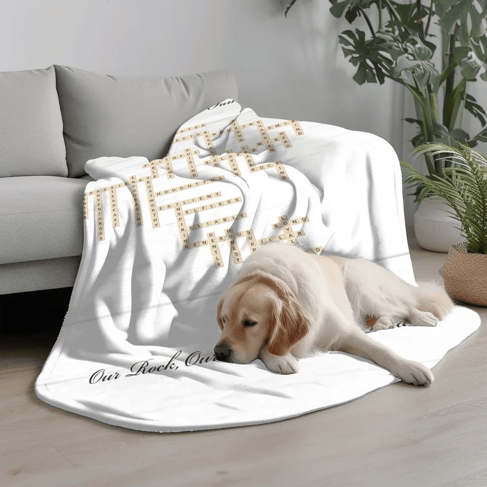 Custom Father Word Tile Blanket - ARTFULANE