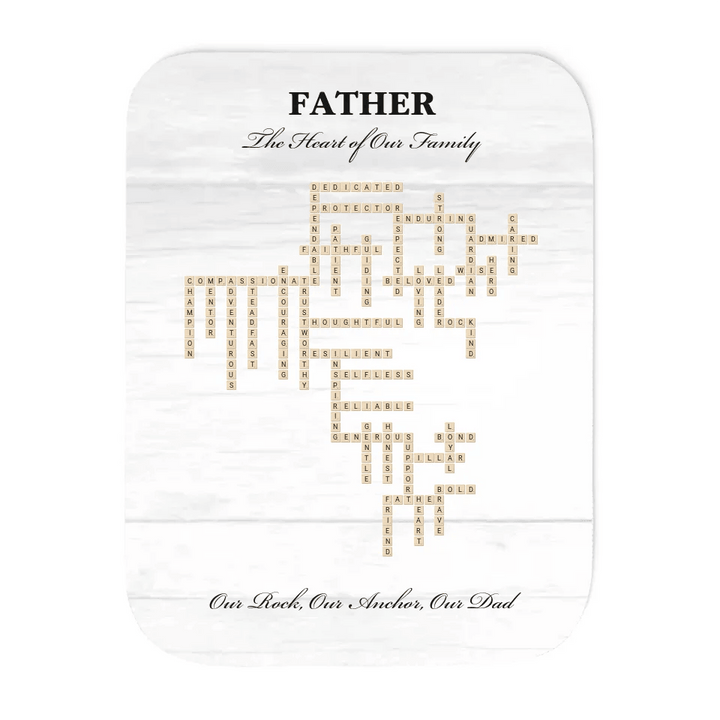 Custom Father Word Tile Blanket - ARTFULANE