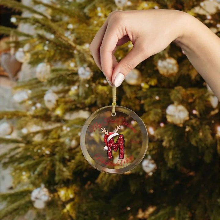 Custom Faux Red Sequin Alphabet Christmas Ornament - ARTFULANE