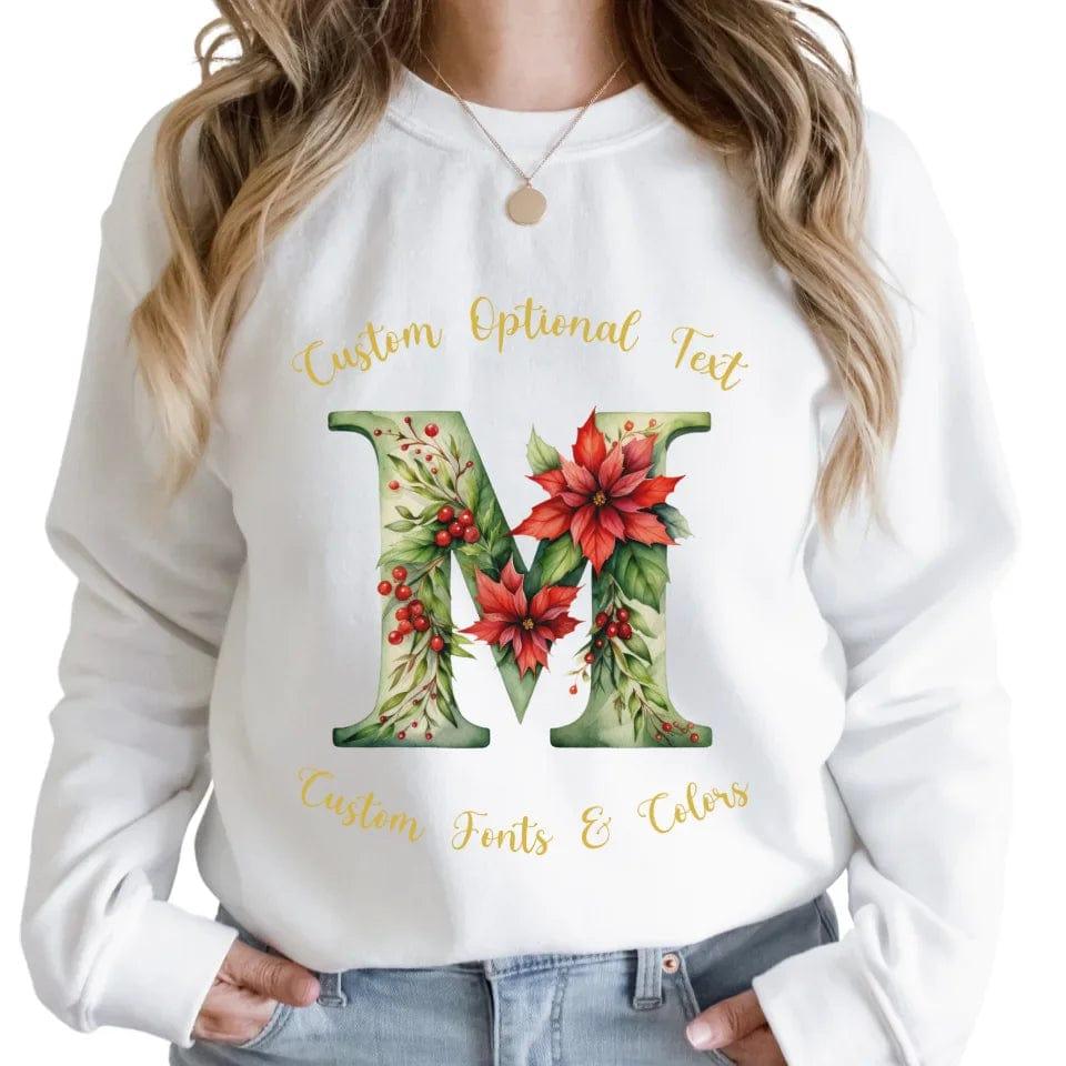 Custom Floral Christmas Alphabet Sweatshirt & Hoodie - ART-SWH233 - ARTFULANE